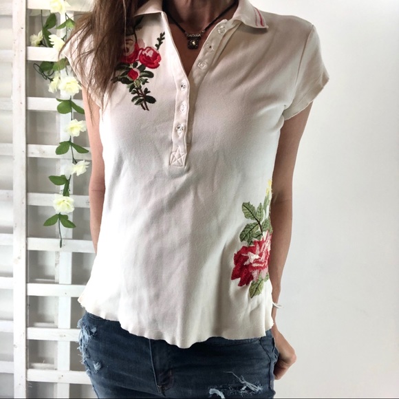 Johnny Was Tops - Johnny Was Embroidered floral top avec fleurs Sz M